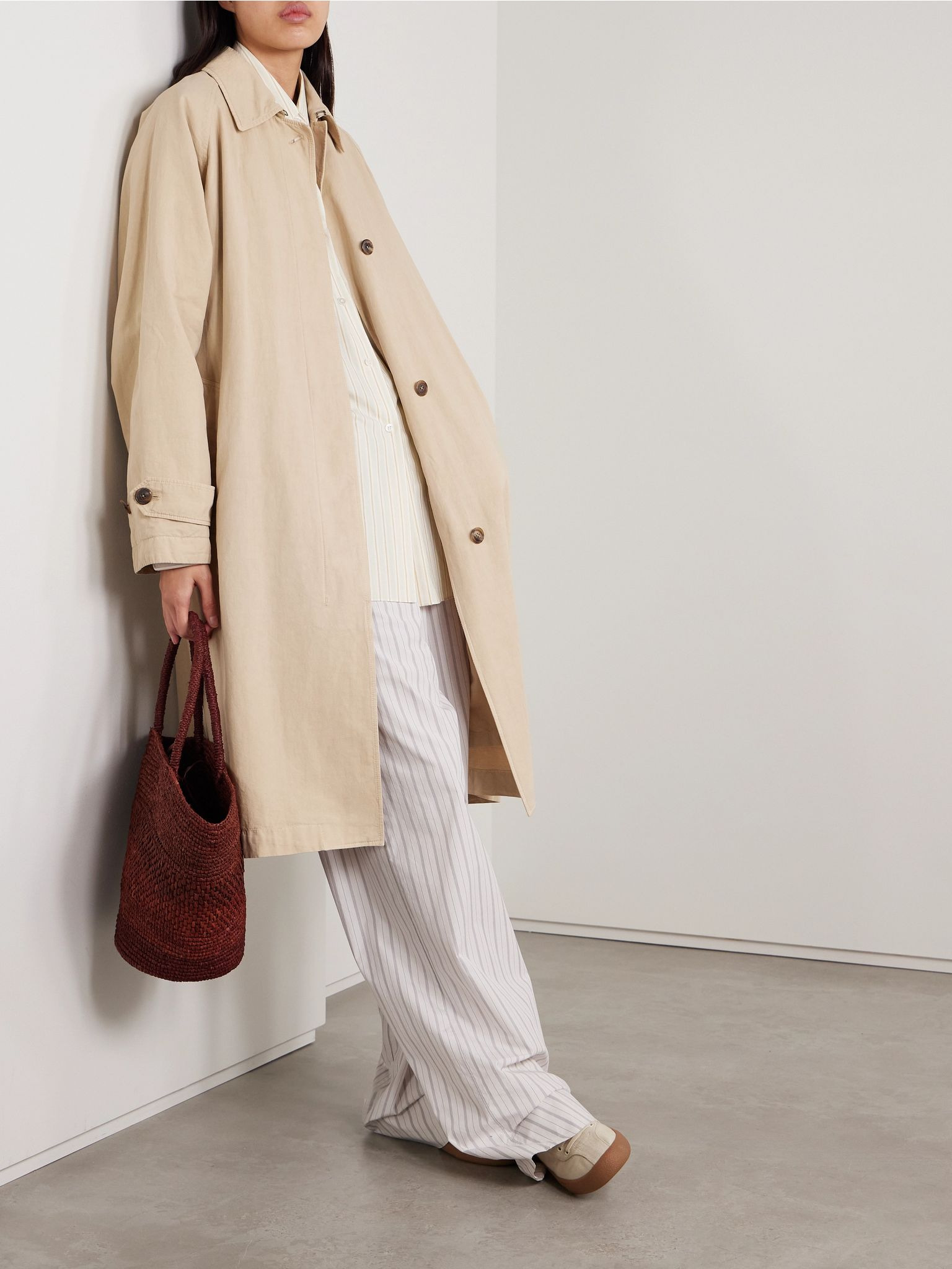 Caster oversized striped cotton-poplin shirt Off-white - 2