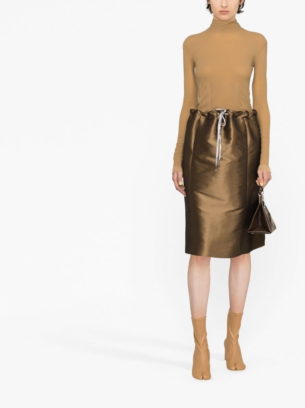 drawstring-waist A-line skirt - 2