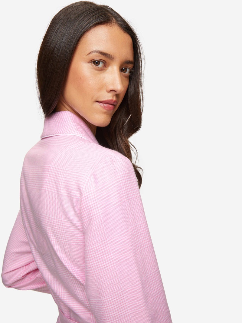 Women's Long Dressing Gown Kelburn 32 Brushed Cotton Pink - 5