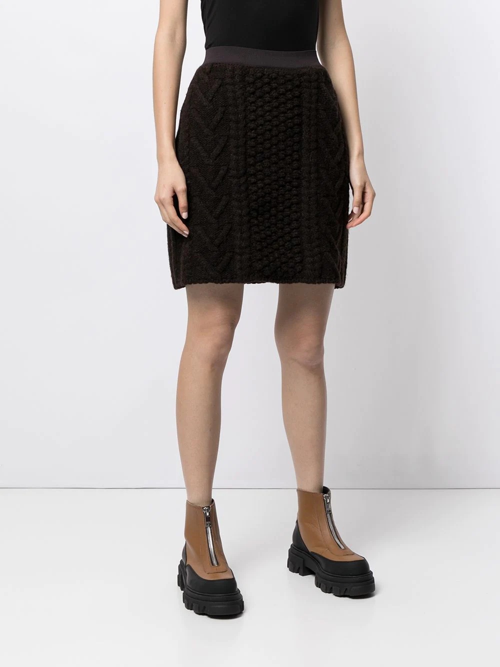 chunky-knit high-waist skirt - 3