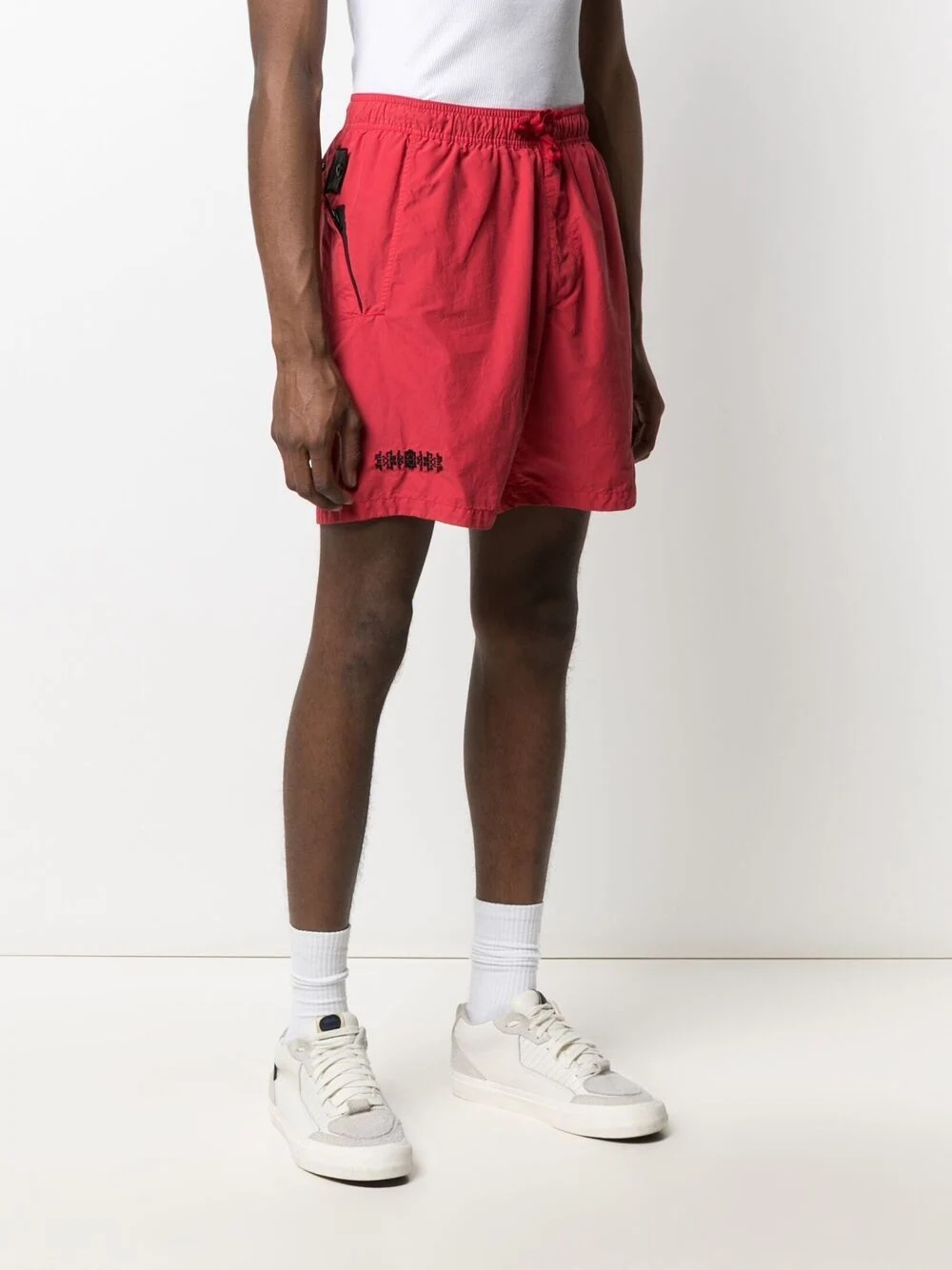 embroidered track shorts - 3