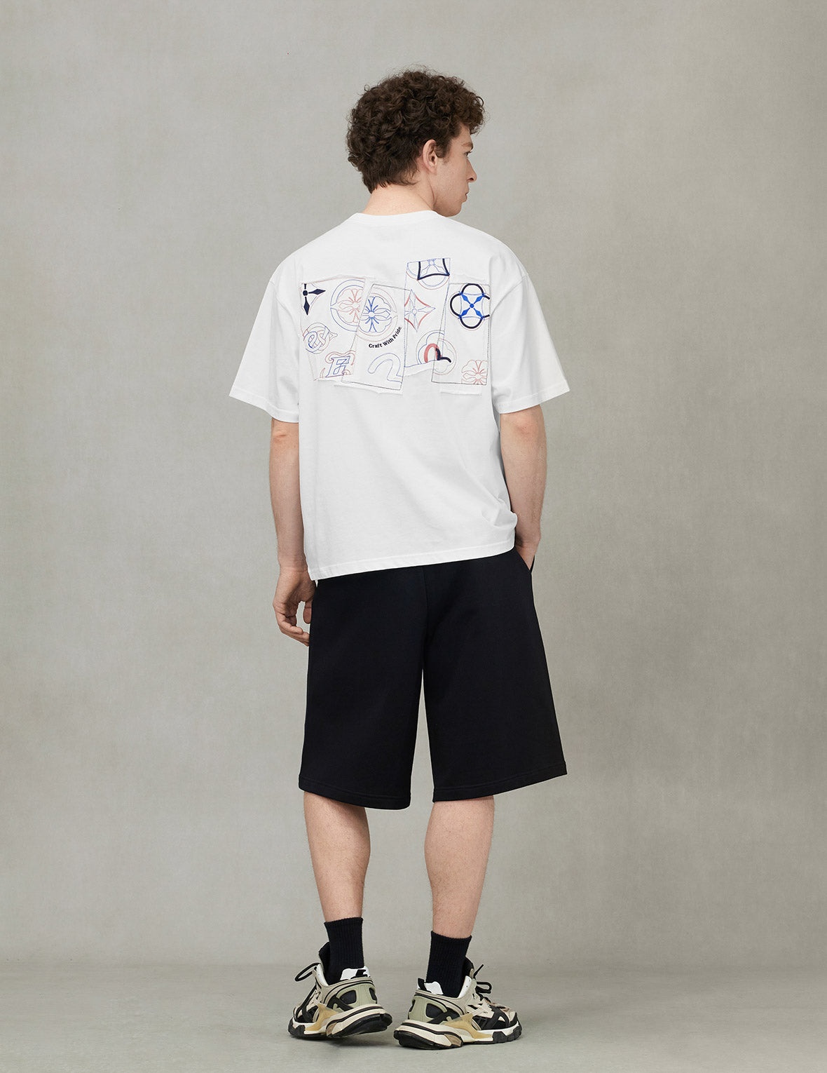 Logo and Kamon Embroidery Loose Fit T-Shirt - 4