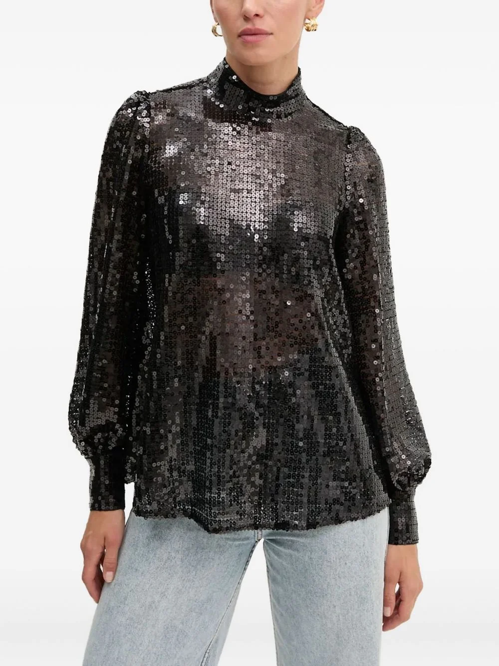 Whitney sequin high-neck blouse - 1