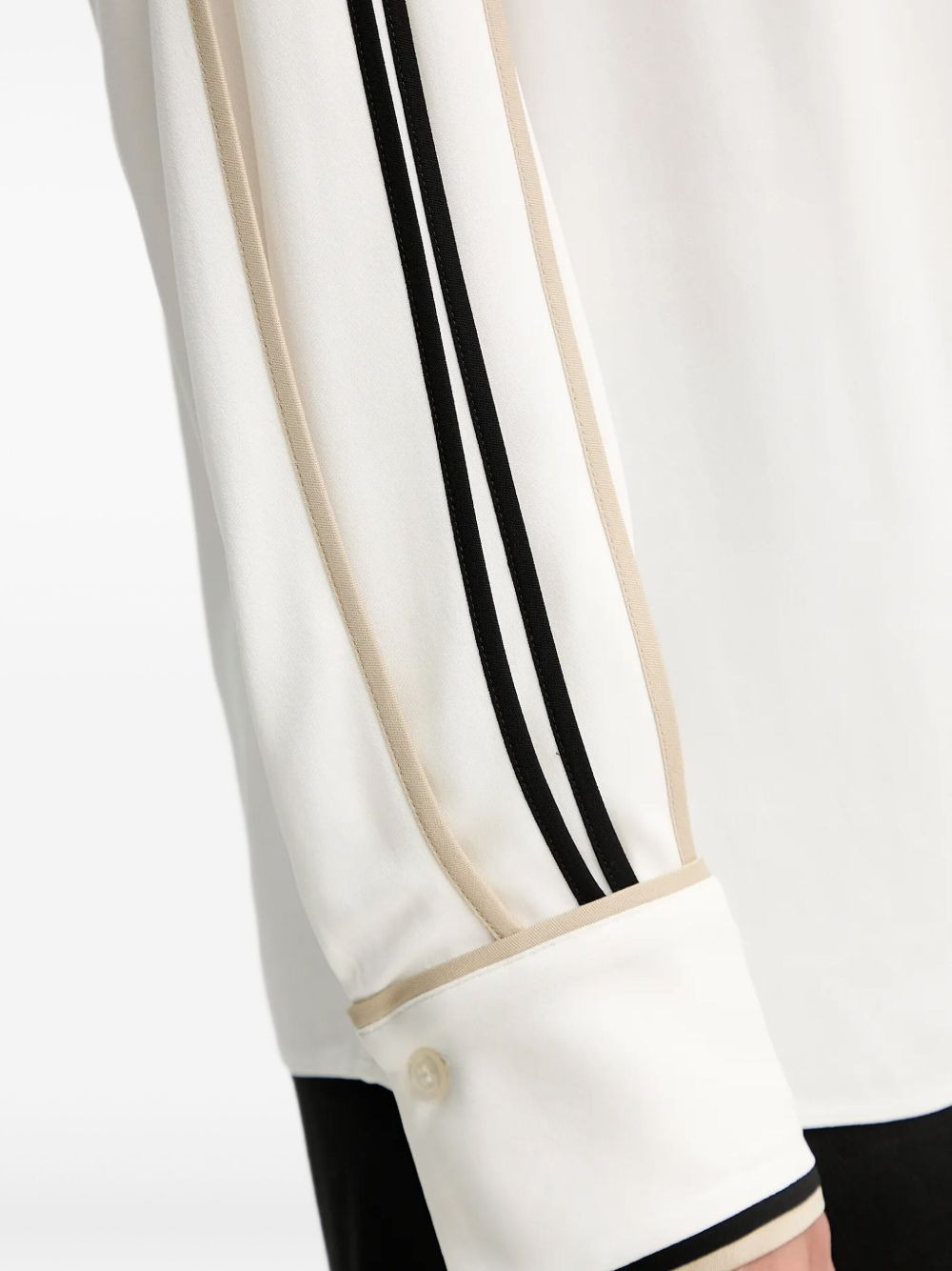 keyhole-neckline striped-sleeve blouse - 5