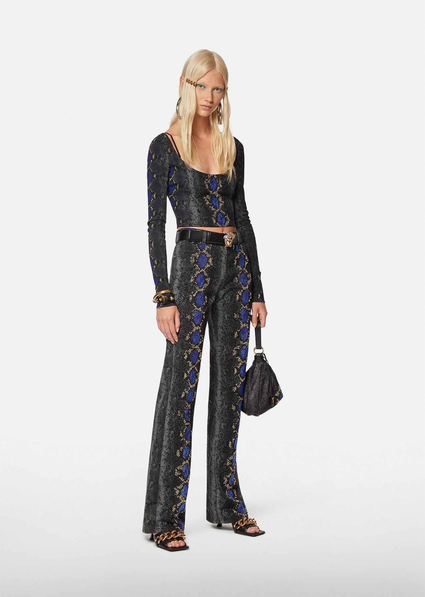 Python Print Studded Jeans - 4