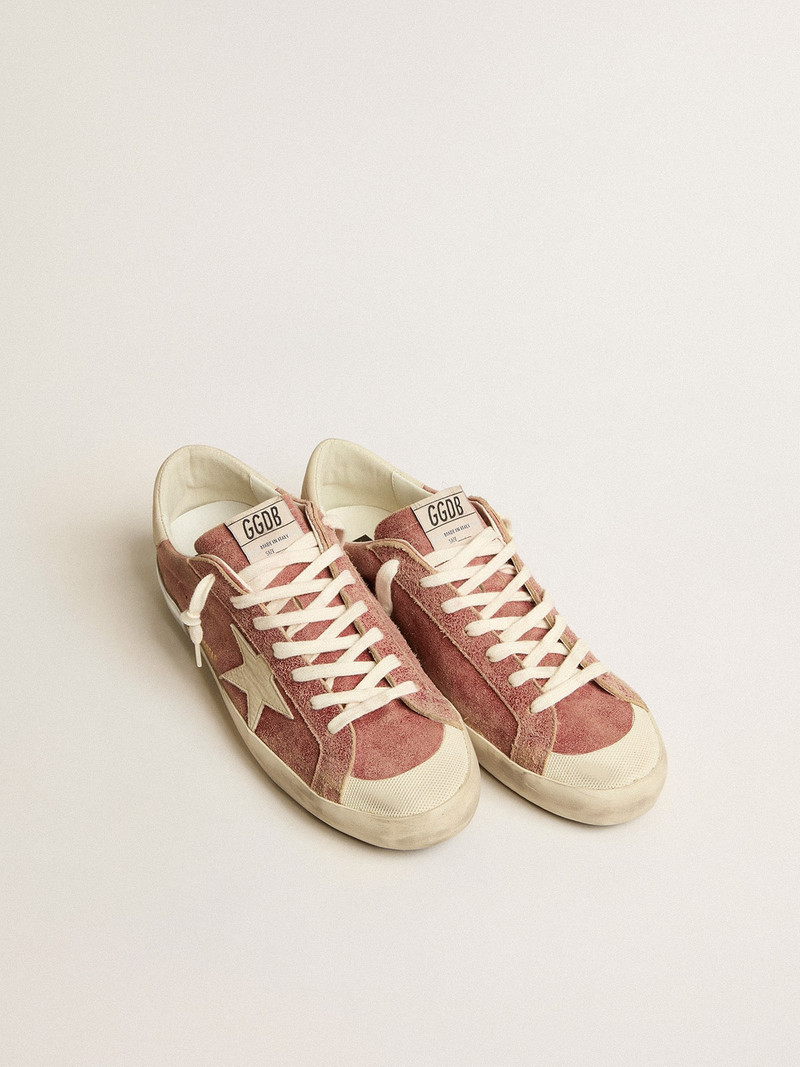 Golden Goose Super-Star in red leather with cream nubuck star and heel tab outlook
