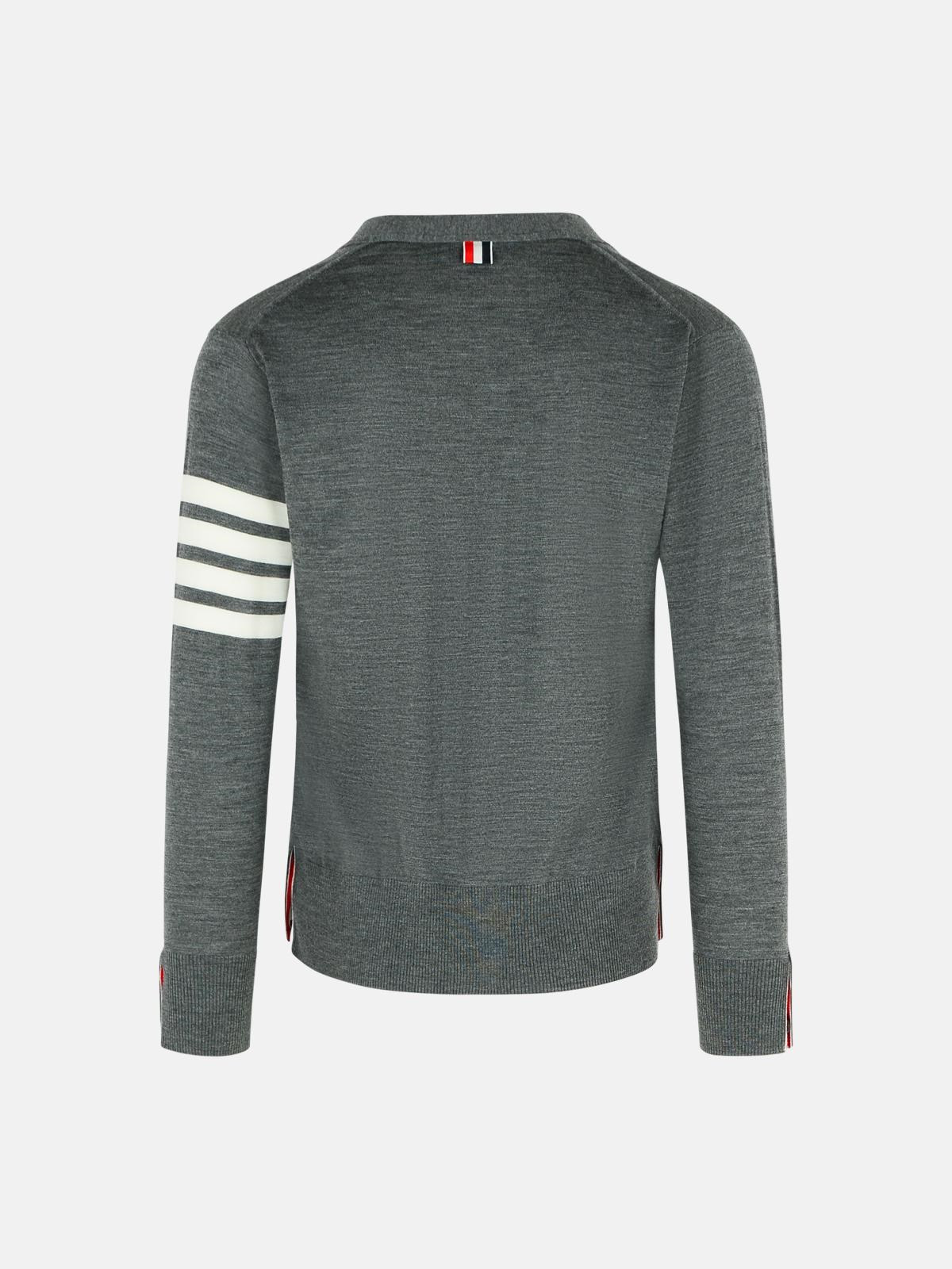 '4-BAR' GREY VIRGIN WOOL CARDIGAN - 3