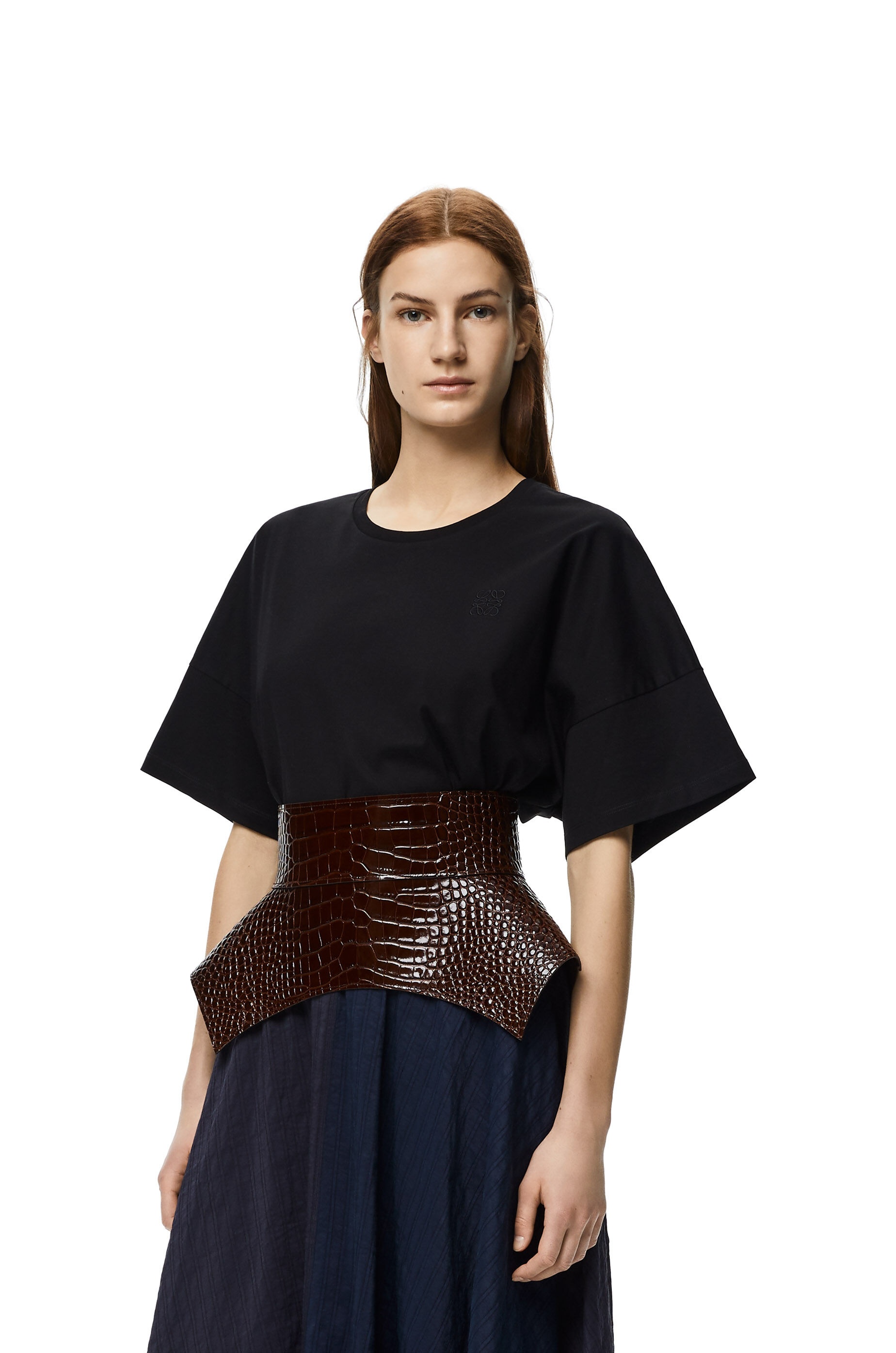 Croc embossed obi belt in calfskin - 2