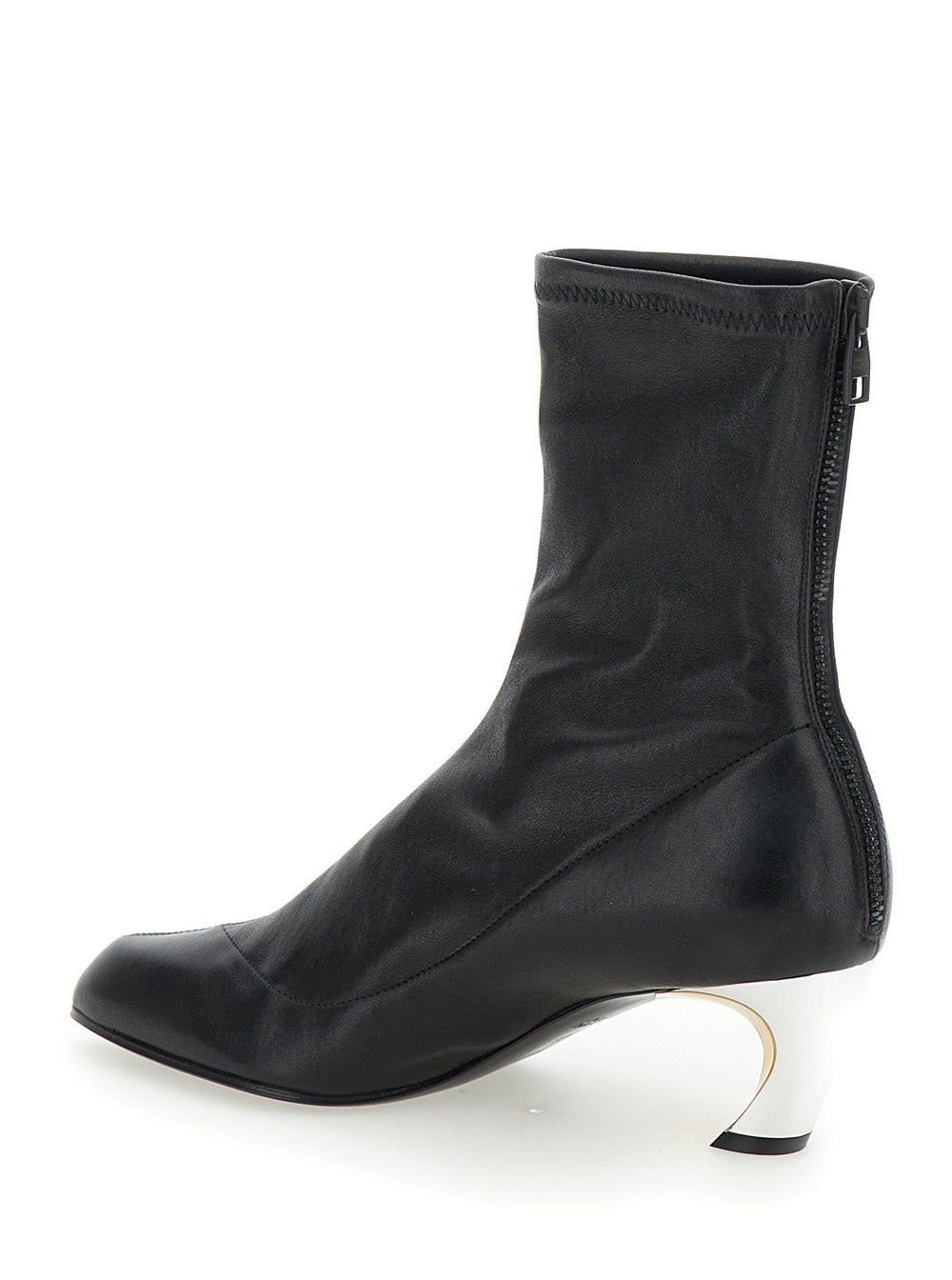 Alexander Mcqueen Women 'Armadillo' Black Ankle Boots With Golden Heel In Smooth Leather Woman - 3