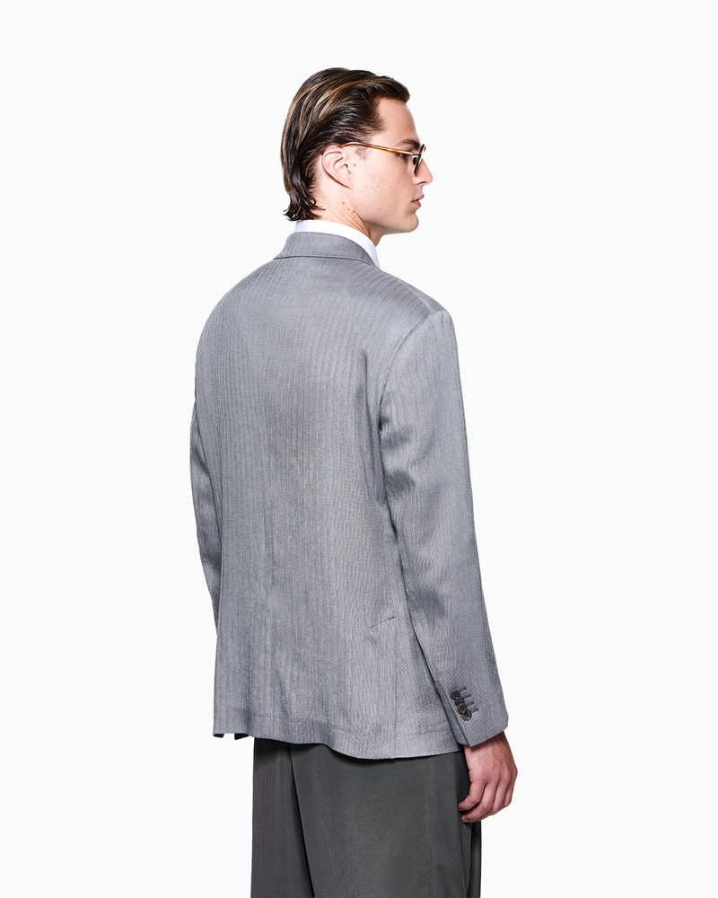 DOUBLE-BREASTED JACKET IN A VISCOSE, LINEN AND SILK CHEVRON 3
