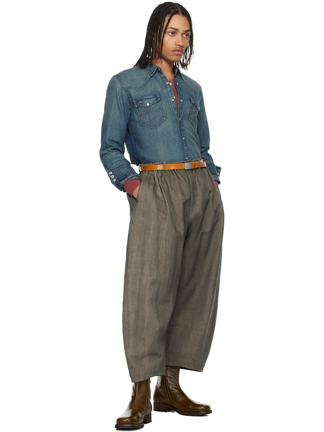 Blue Slim Fit Western Denim Shirt - 5