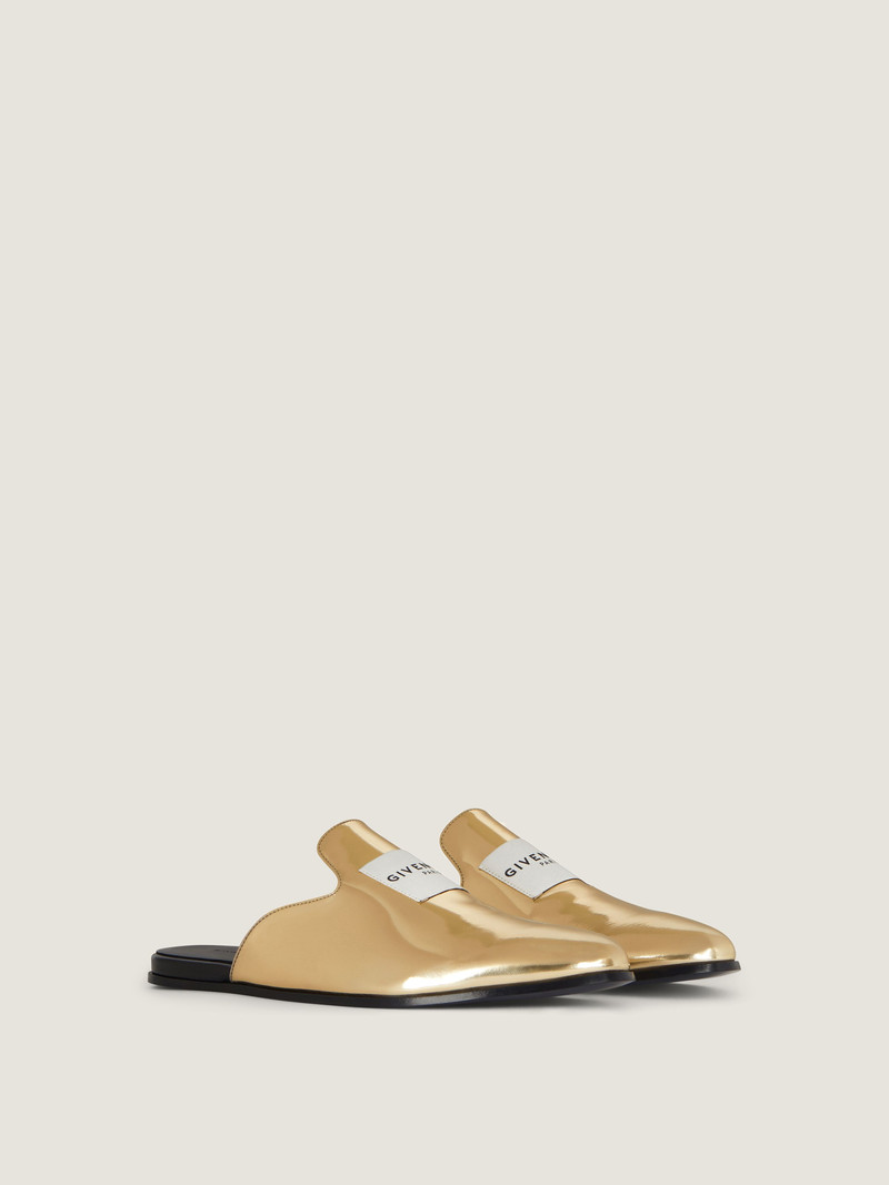 LABEL FLAT MULES IN MIRROR EFFECT LEATHER 1