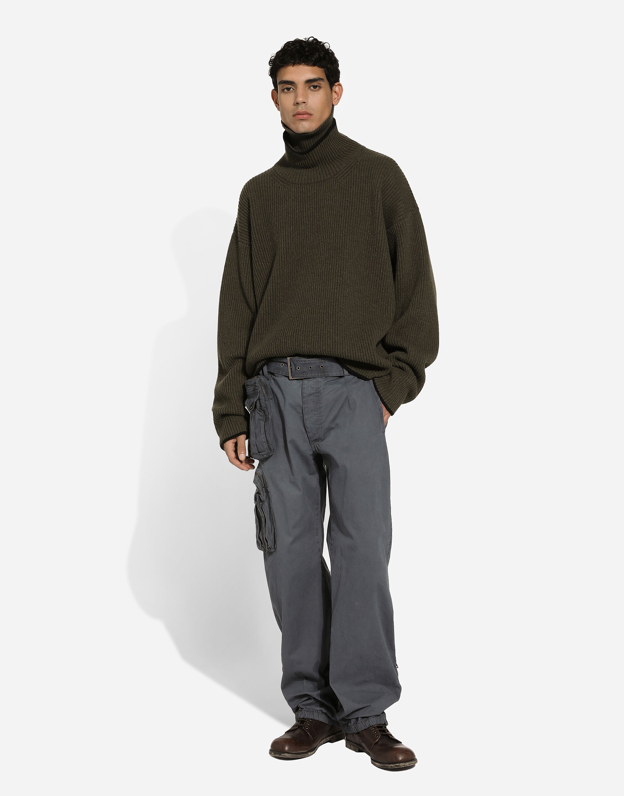 Wool fisherman’s rib-knit sweater with double turtle-neck - 5