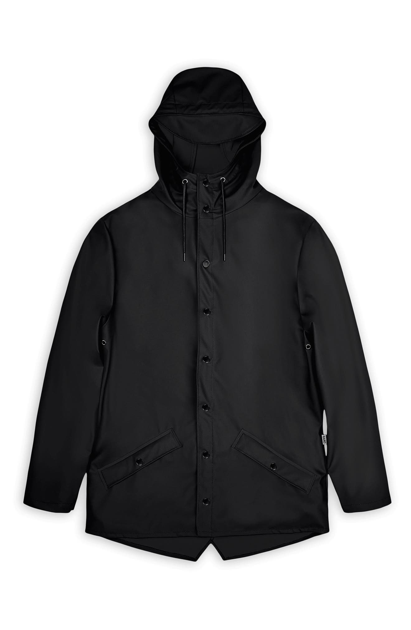Rains Gender Inclusive Lightweight Hooded Waterproof Rain Jacket in Black at Nordstrom - 3