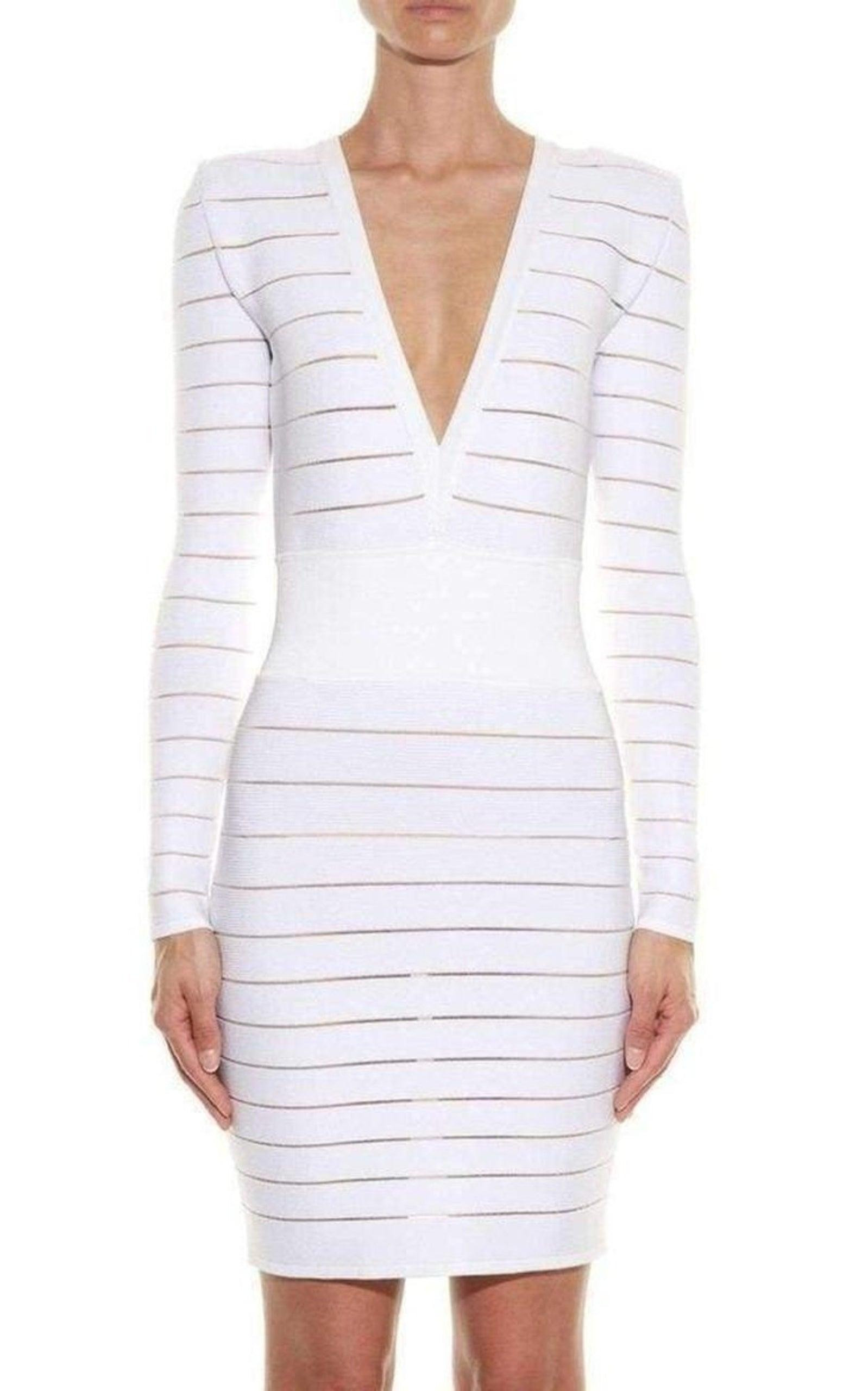 Deep V-Neck Knit Dress - 2