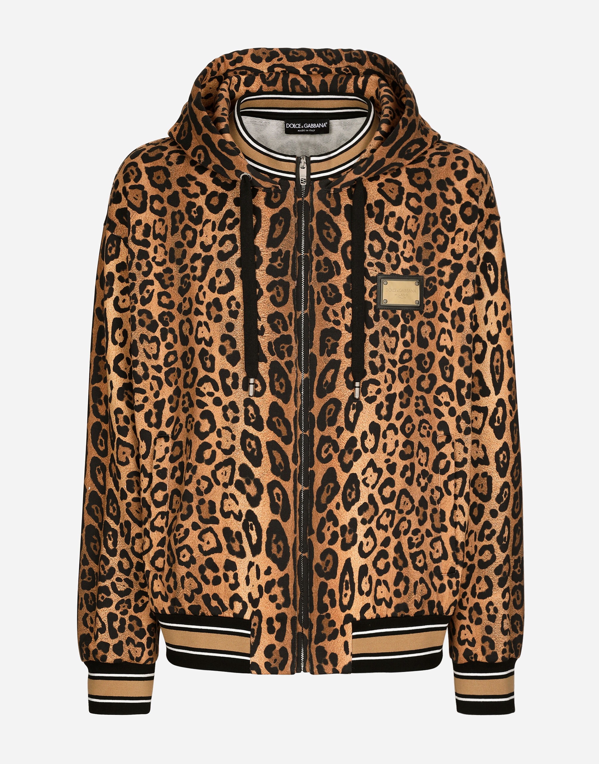 Hoodie with leopard-print Crespo and tag - 1