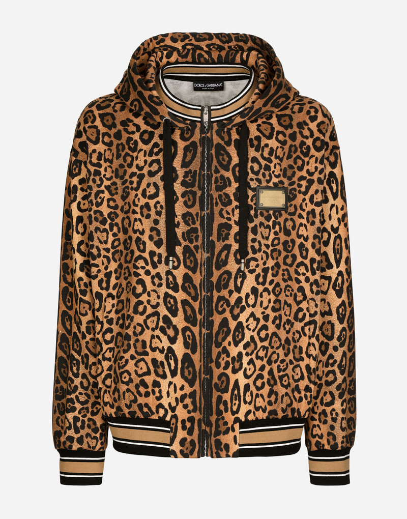 Hoodie with leopard-print Crespo and tag 1