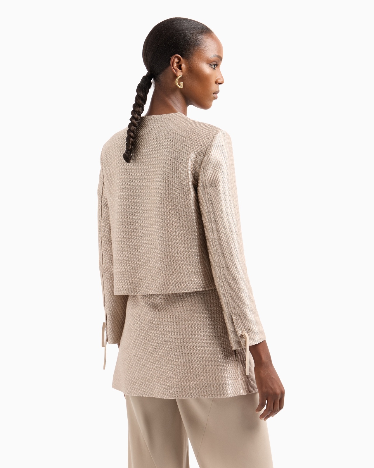 RAFFIA-EFFECT COTTON AND VISCOSE JACKET - 3
