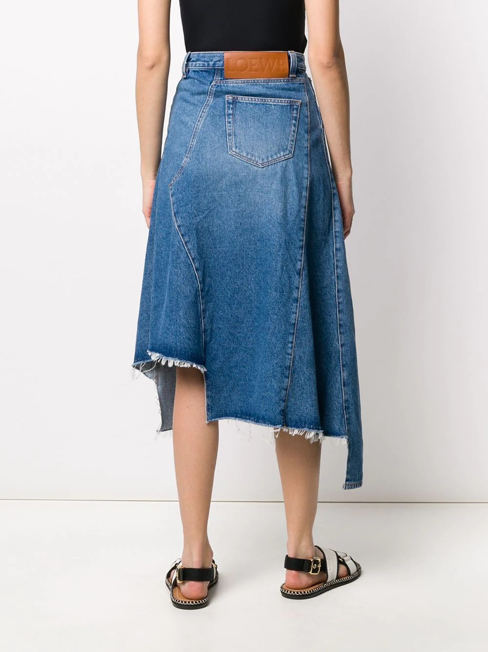 deconstructed denim midi skirt - 4