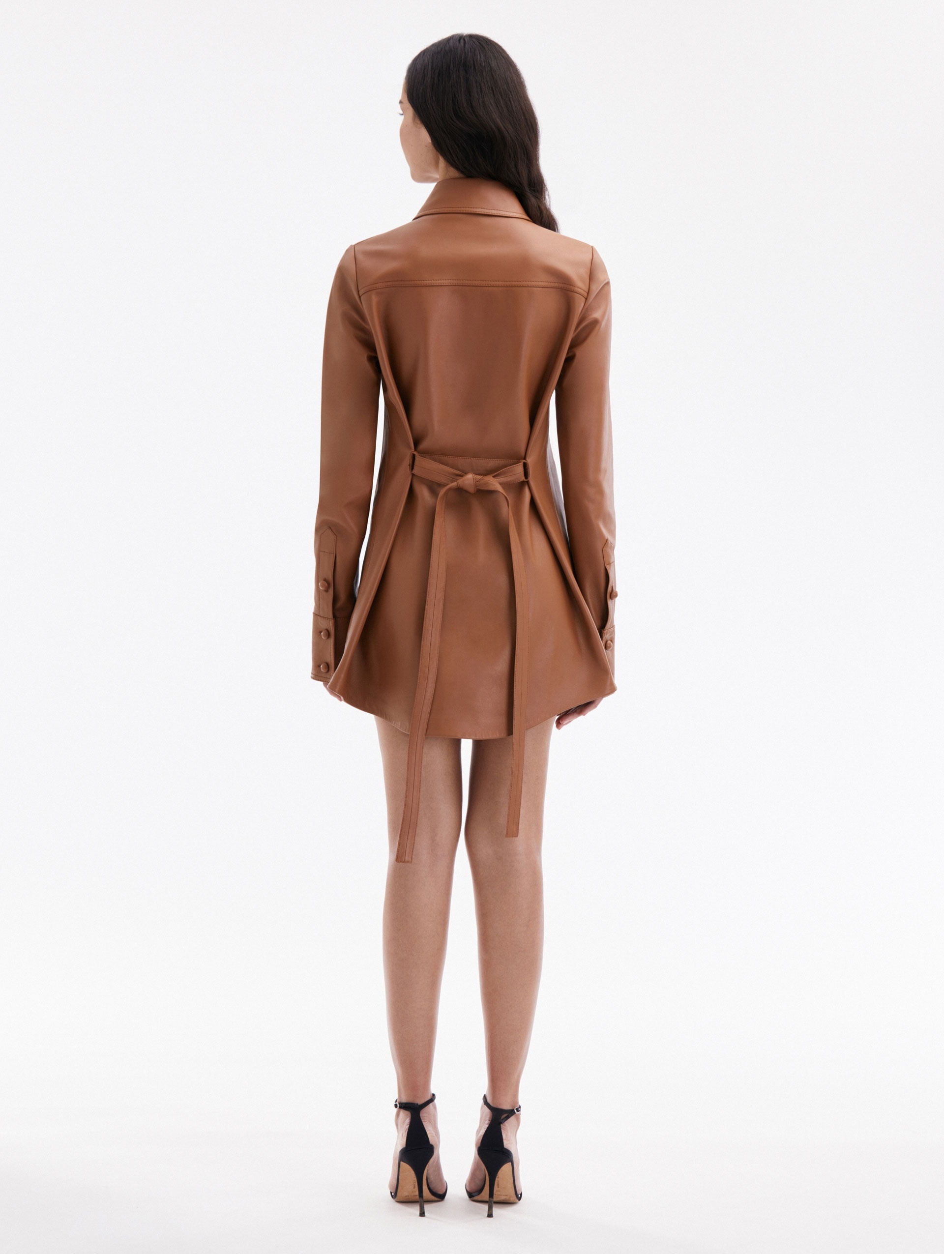 LASER CUT FLORAL LEATHER BLOUSE - 2