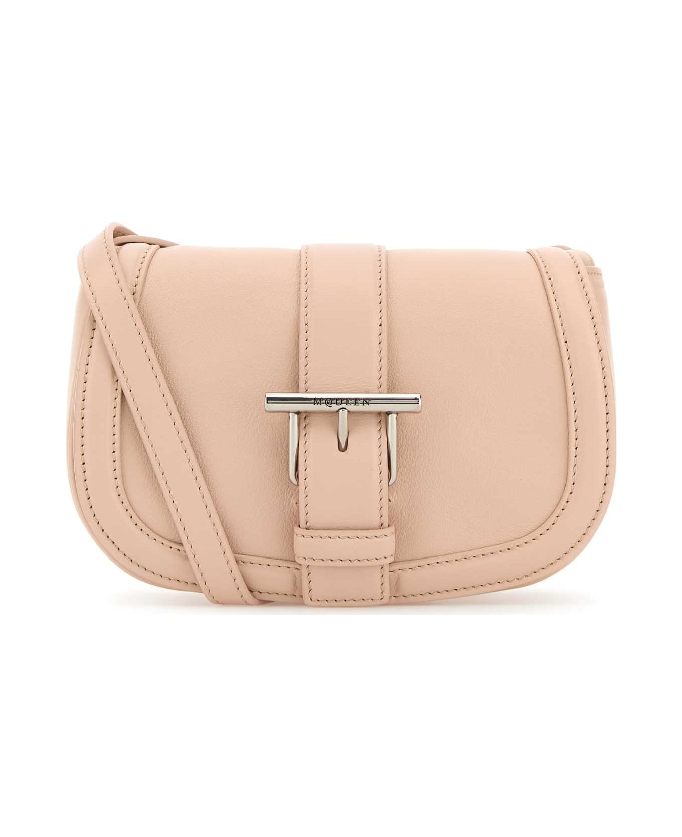 Pastel Pink Leather Mini Satchel Crossbody Bag - 1