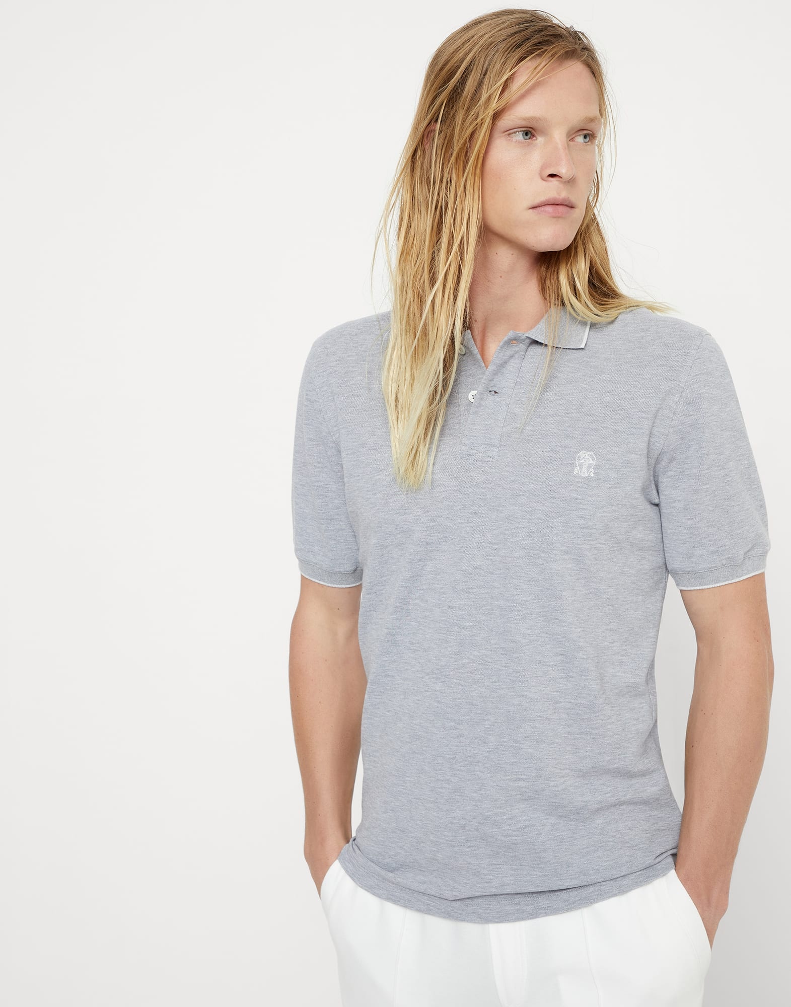 Cotton piqué polo shirt with logo - 1