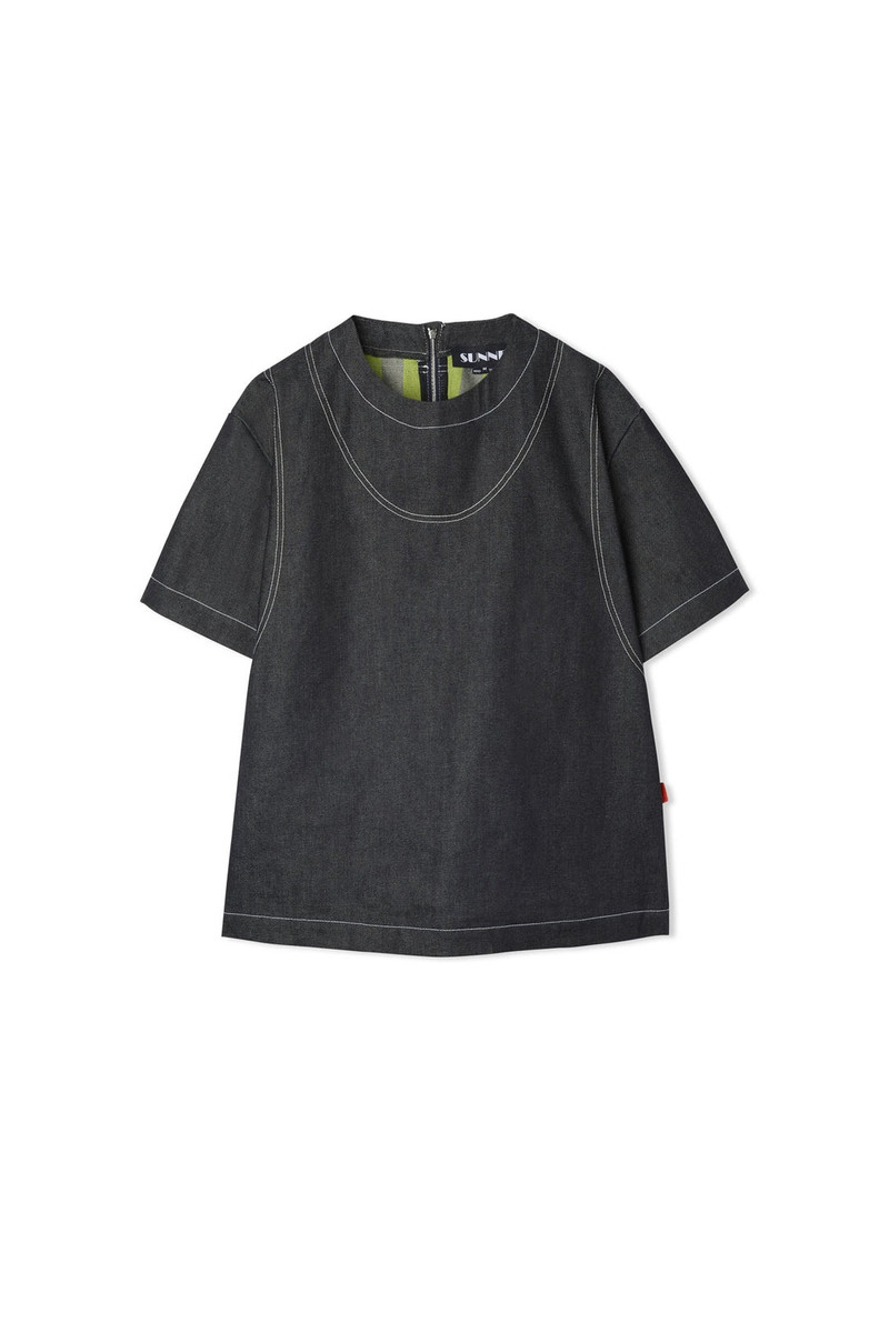 WOVEN T-SHIRT / dark denim 1