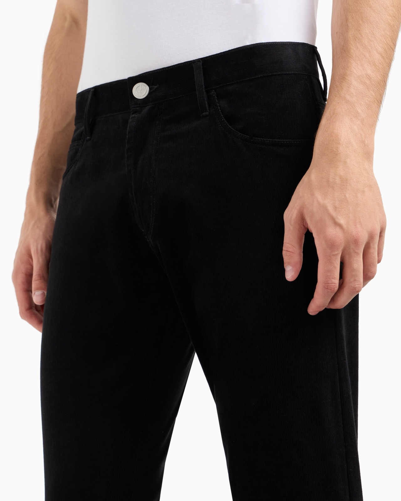Regular-fit, five-pocket trousers in ribbed cotton and cashmere - 5