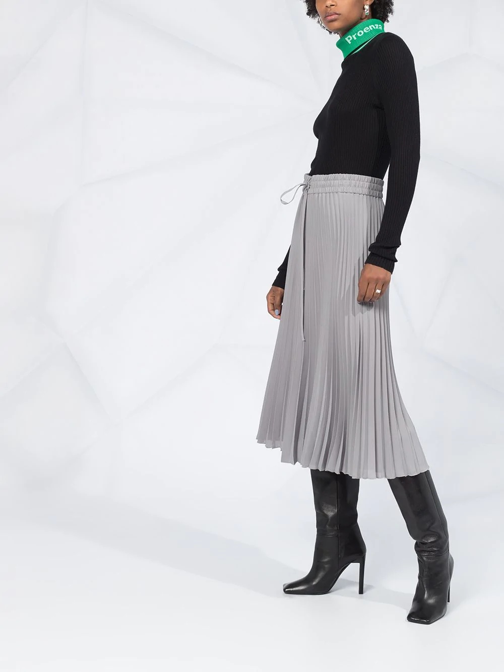 pleated mid-length skirt - 4