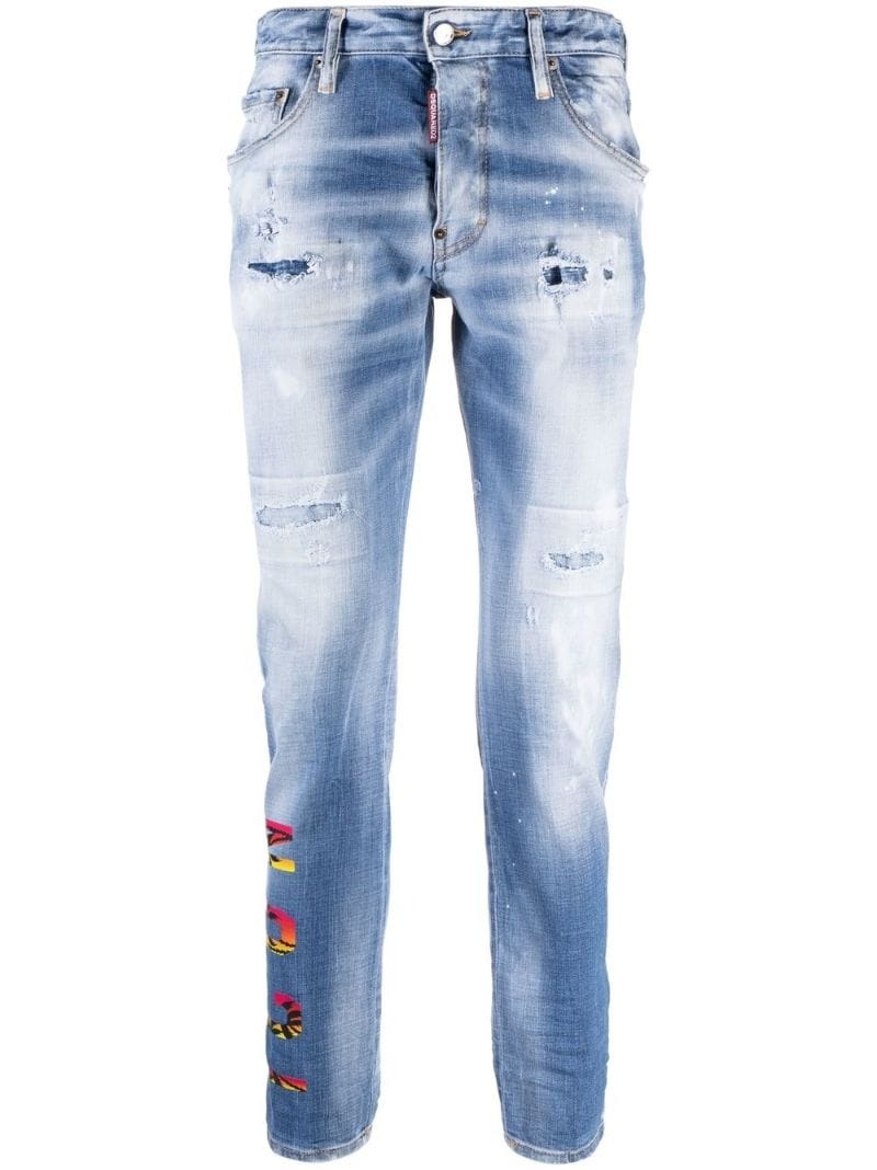 Icon printed slim-cut jeans - 1