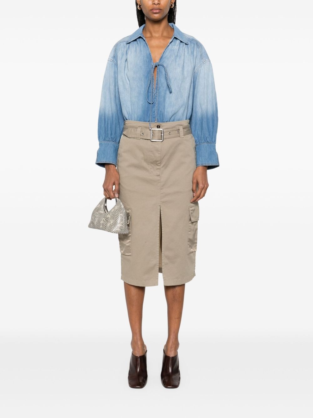 belted cargo midi skirt - 2