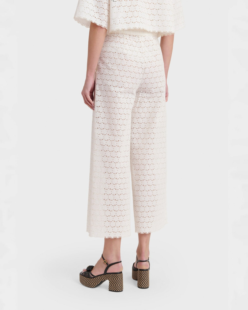 Embroidered Eyelet Cotton Drawstring Pants 3