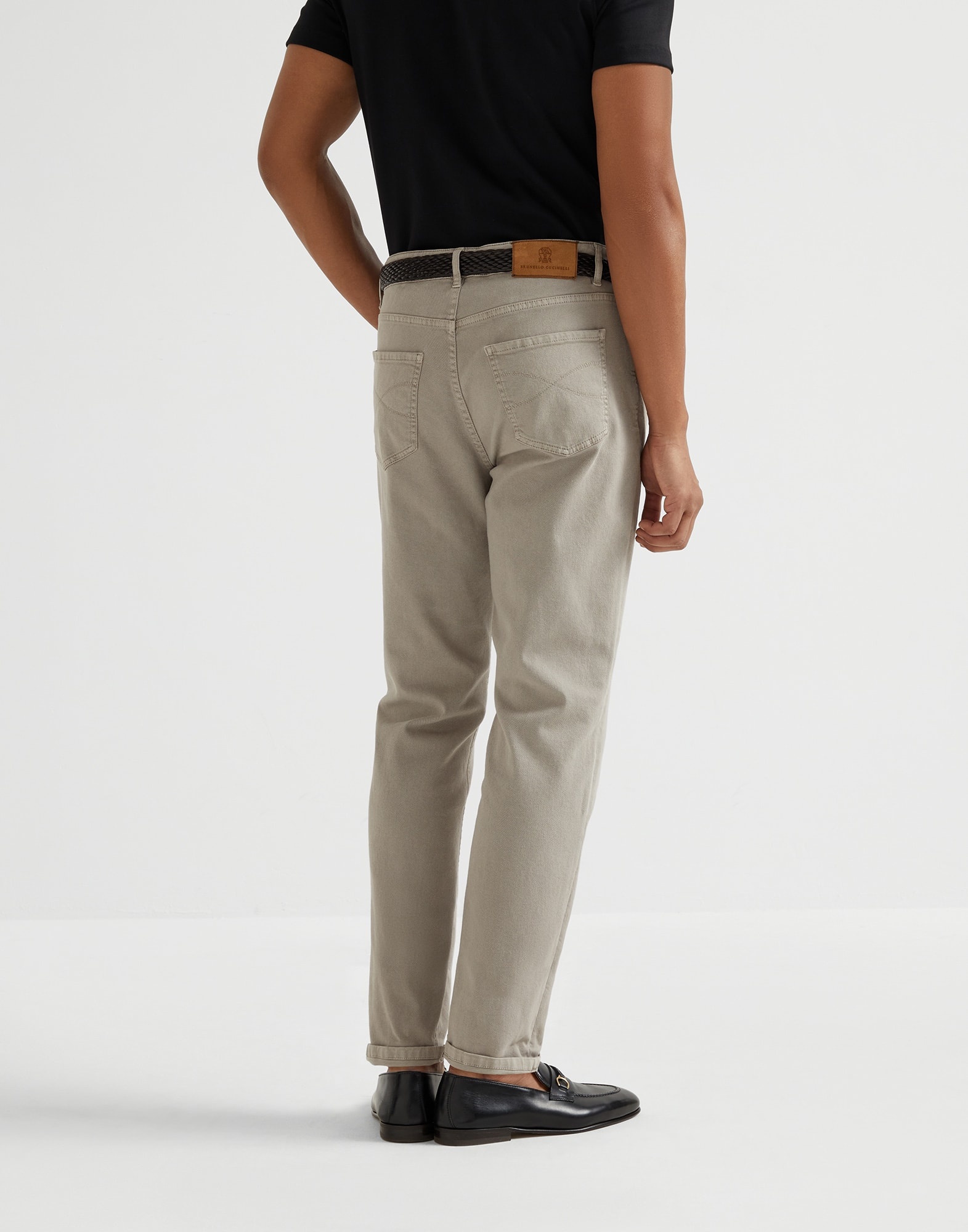 Garment-dyed comfort lightweight denim traditional fit five-pocket trousers - 2