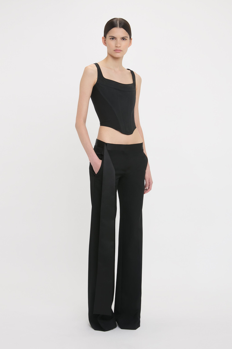 Satin Waistband Trouser In Black 3