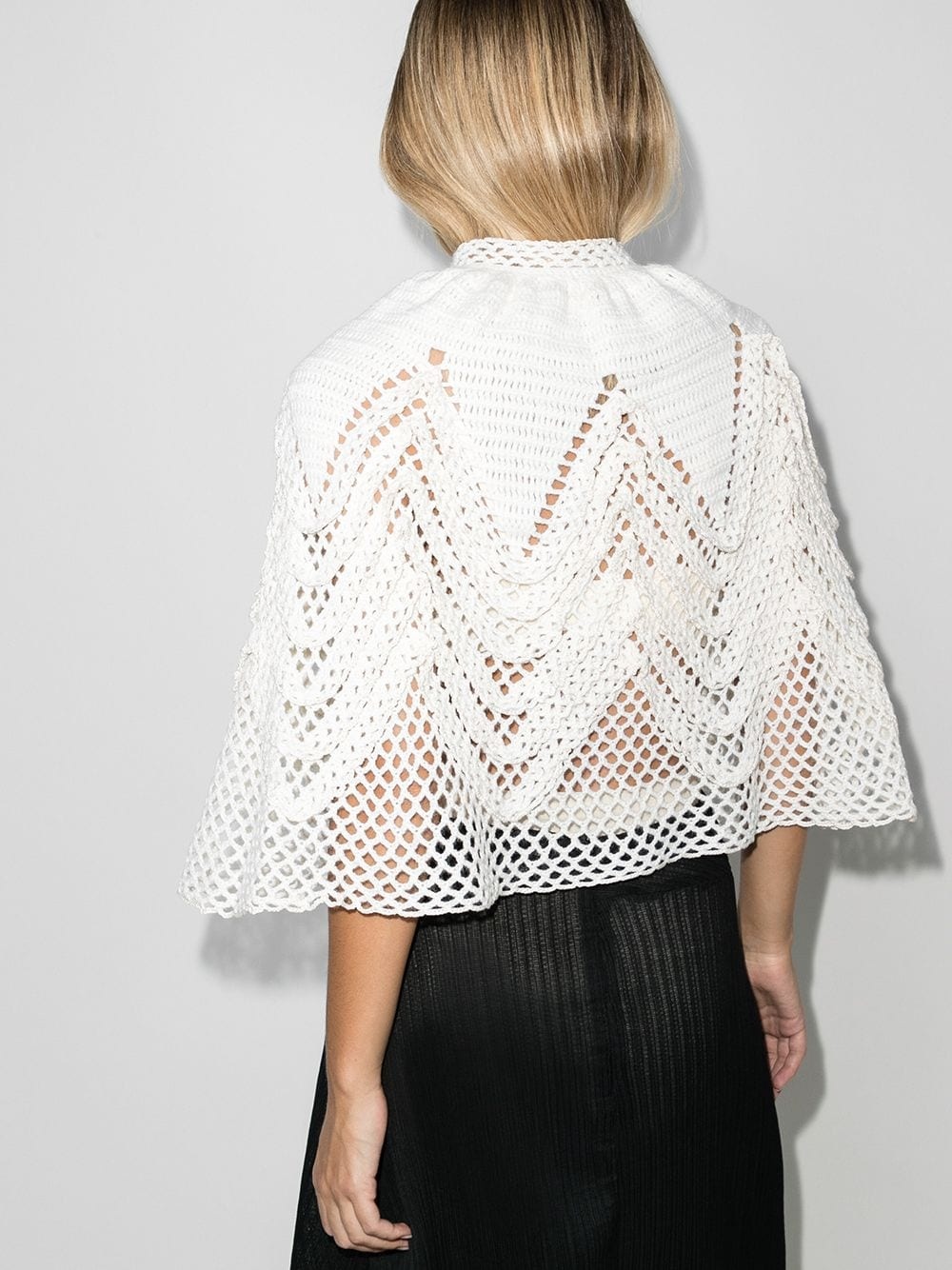 crochet-knit cape jacket - 3