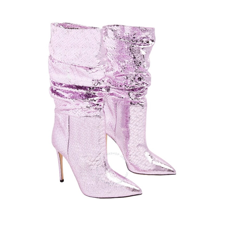 Paris Texas Python-Embossed Slouchy Stiletto Boots - 2