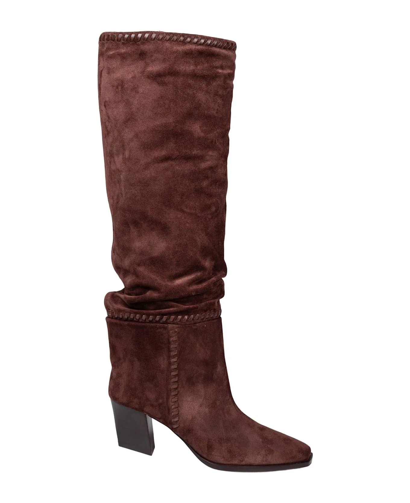Hart Stitch Knee Boot 60 In Chocolate Suede - 1