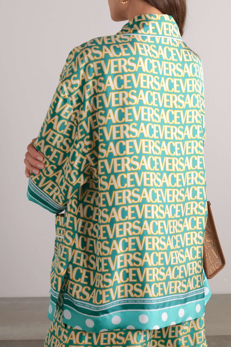 + Dua Lipa piped printed silk-twill shirt 3