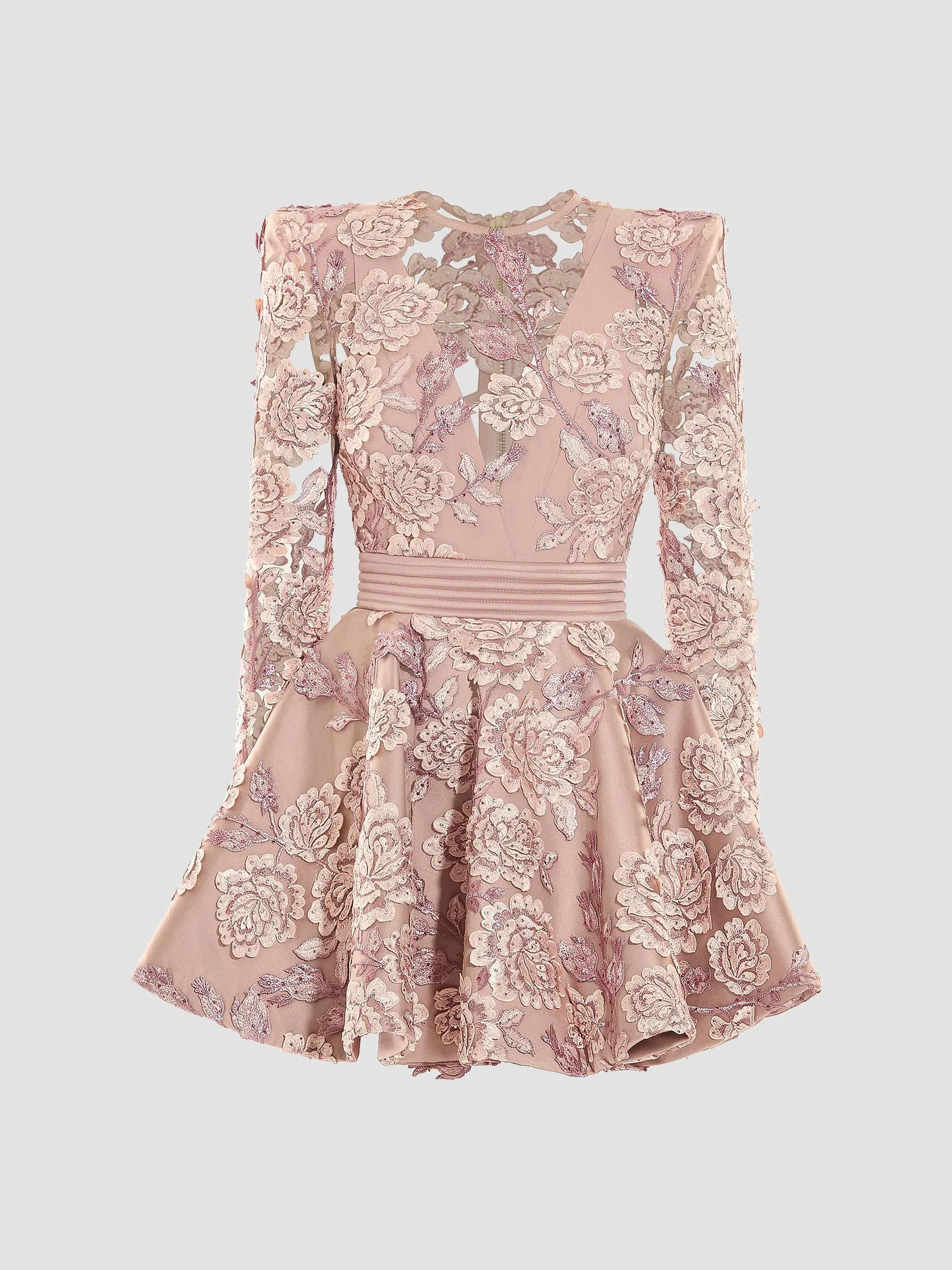 Women's The Kiss In The Field Lace-Embroidered Minidress - Beige - 1