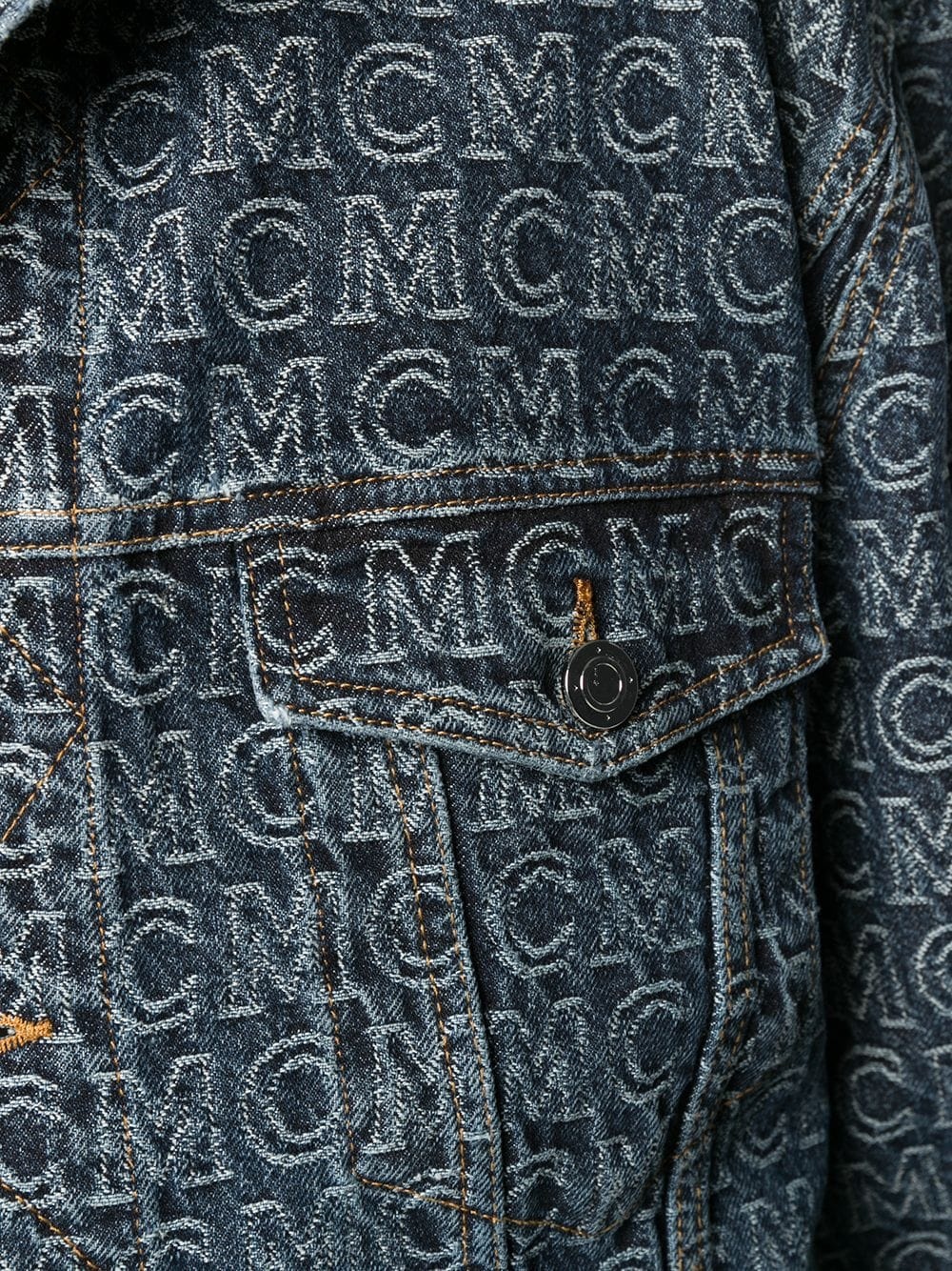 monogram print denim jacket  - 5