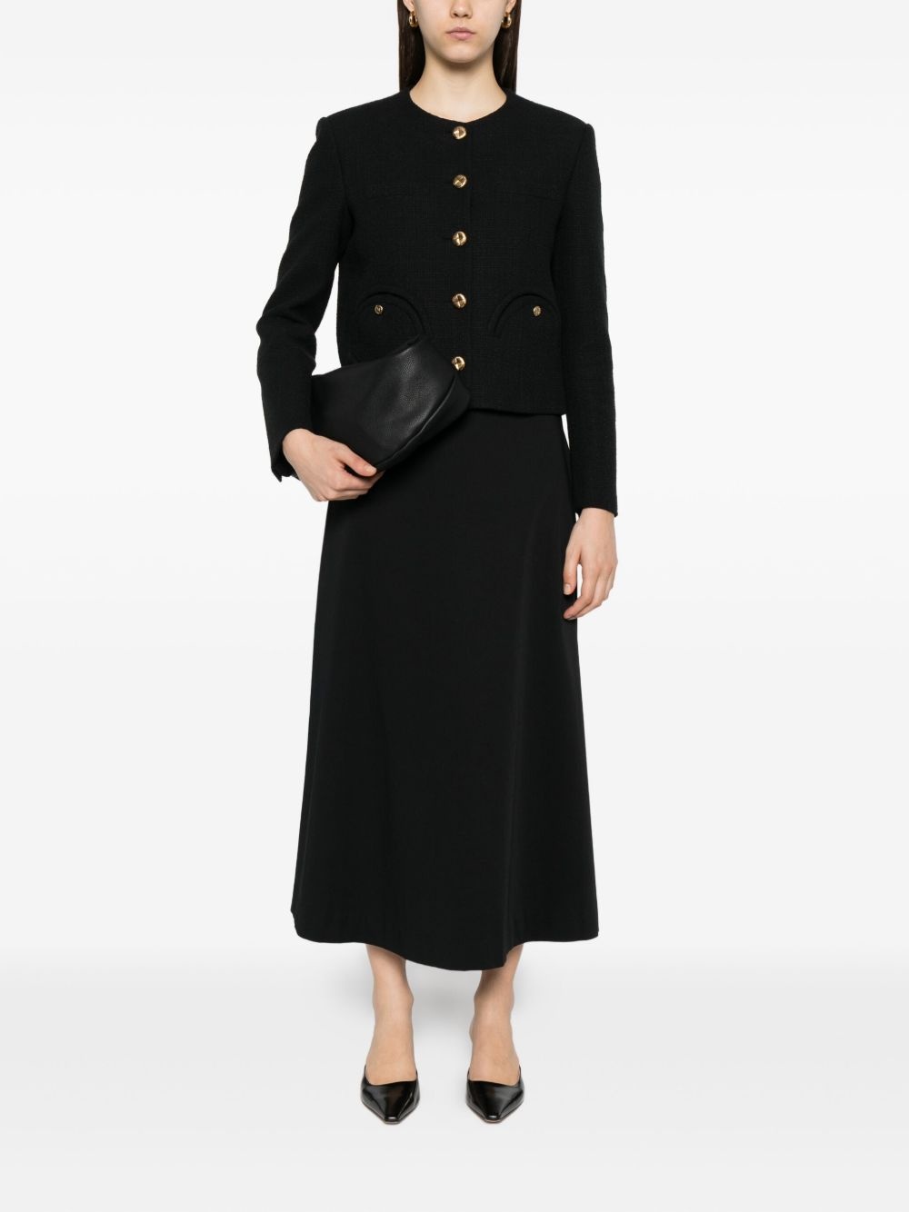 tweed button-fastening jacket - 2