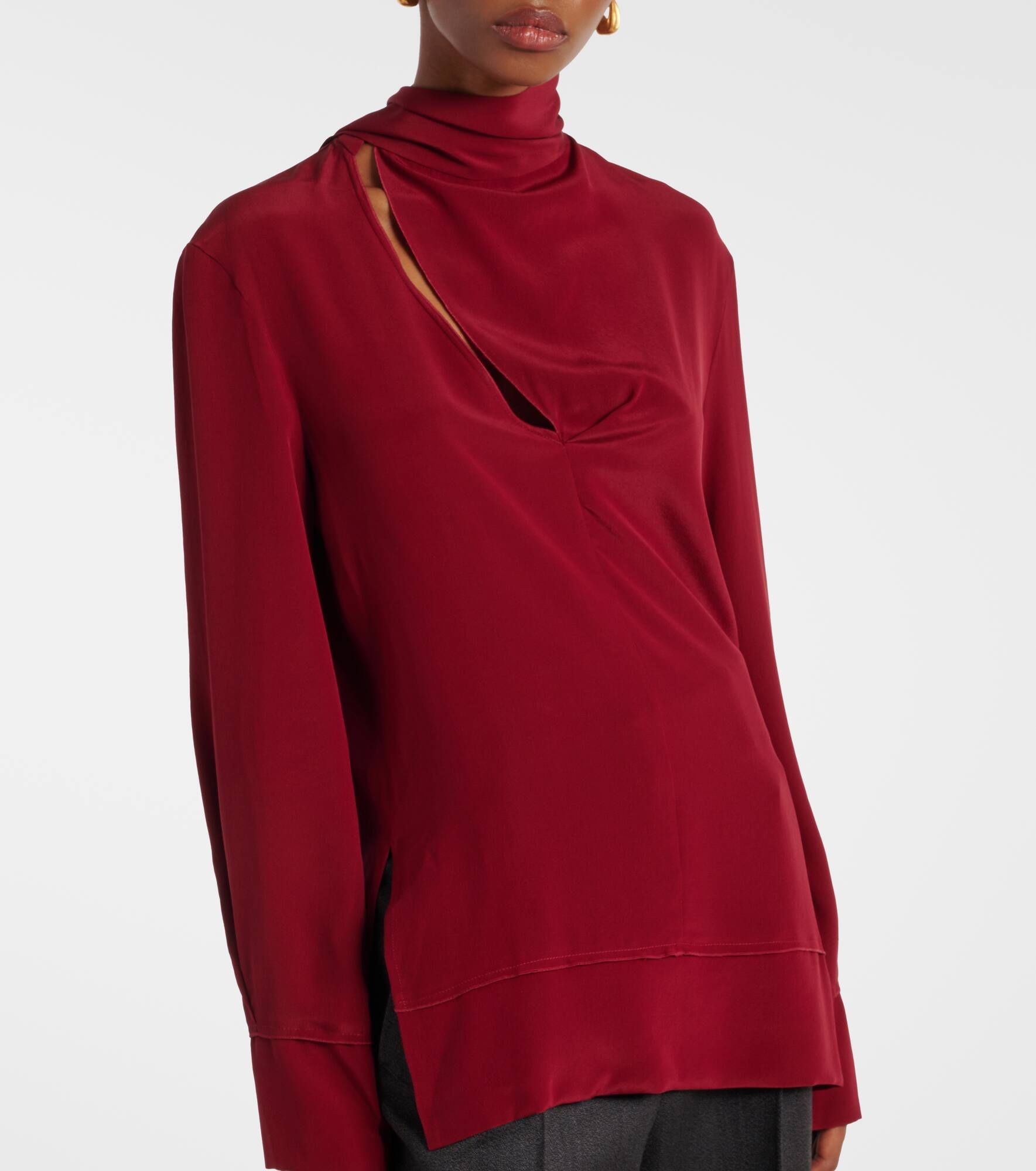 Scarf-detail silk blouse - 4