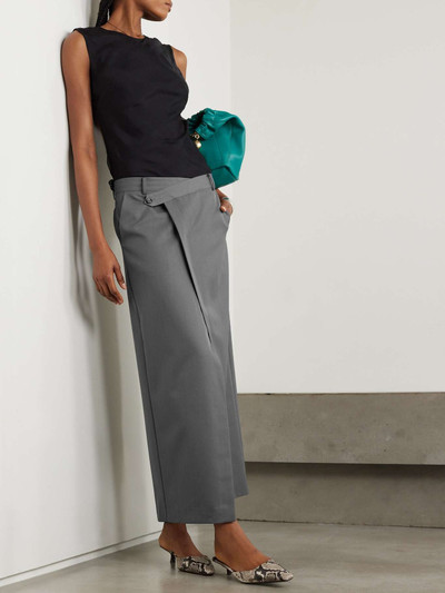 ST. AGNI + NET SUSTAIN asymmetric wool-blend twill maxi wrap-effect skirt outlook