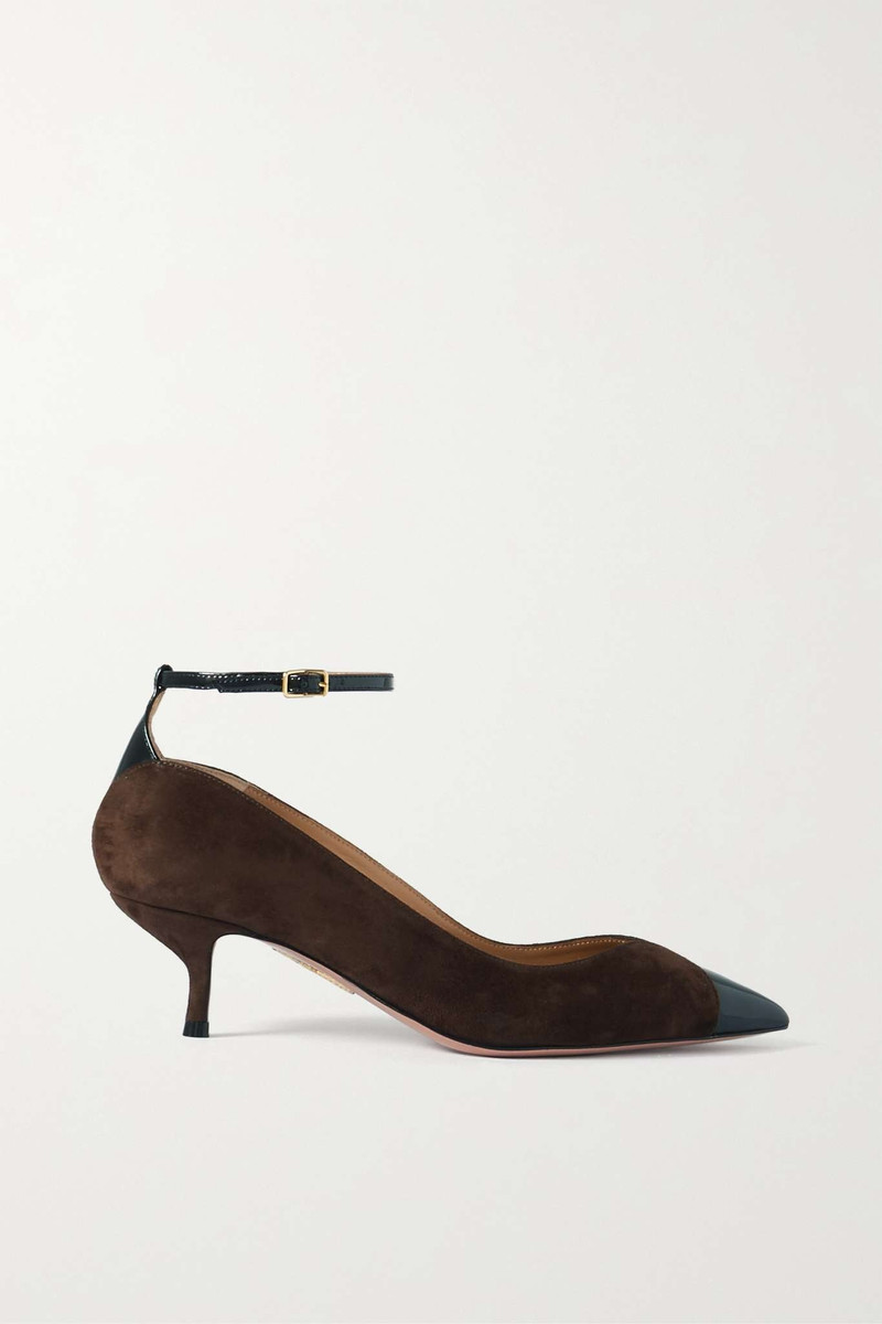 Pinot 50 patent leather-trimmed suede pumps 1