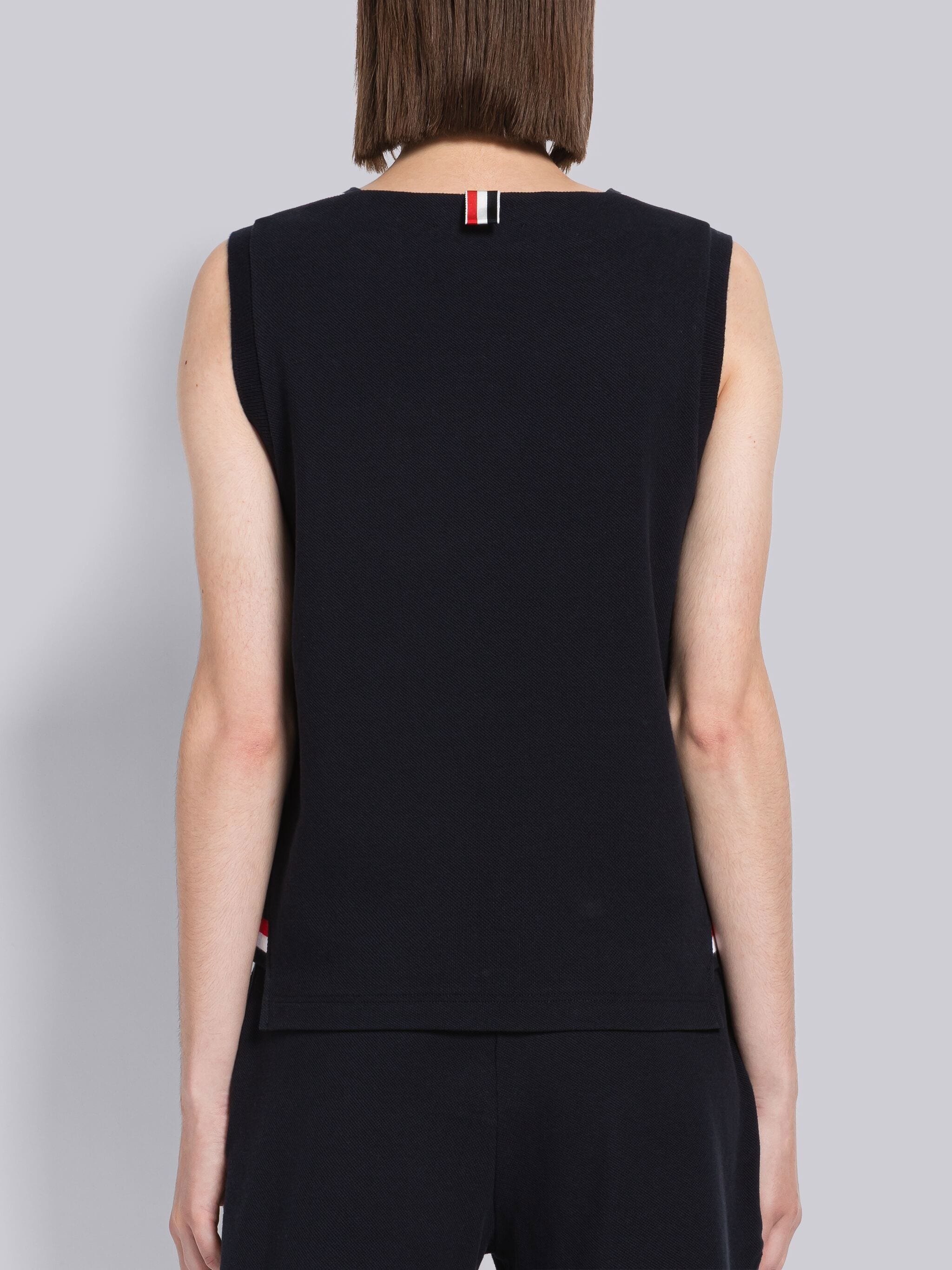 Pique Rib Gusset Boat Neck Shell Top - 3