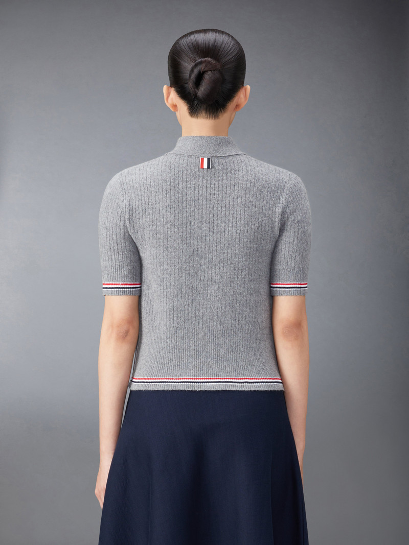 Thom Browne Merino Wool Brushed Tuck Stitch Keyhole Polo outlook