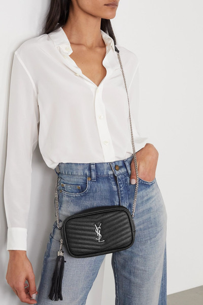 SAINT LAURENT Lou mini quilted textured-leather shoulder bag outlook