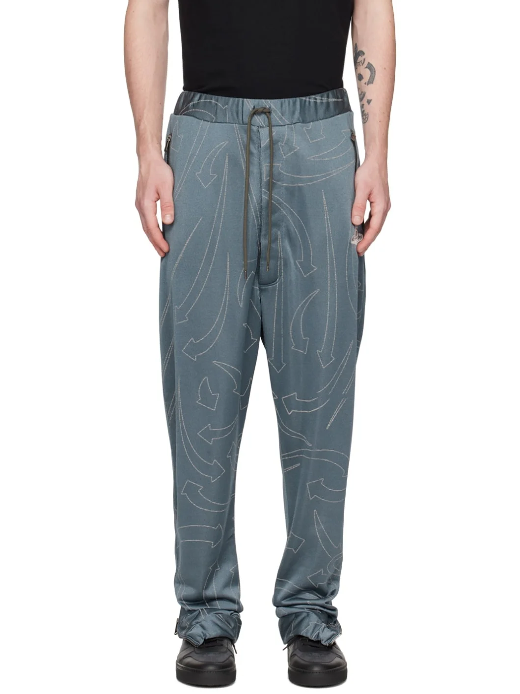 Gray Embroidered Track Pants - 1