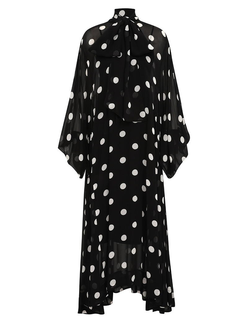 CRUSH TIE NECK BILLOW DRESS 1