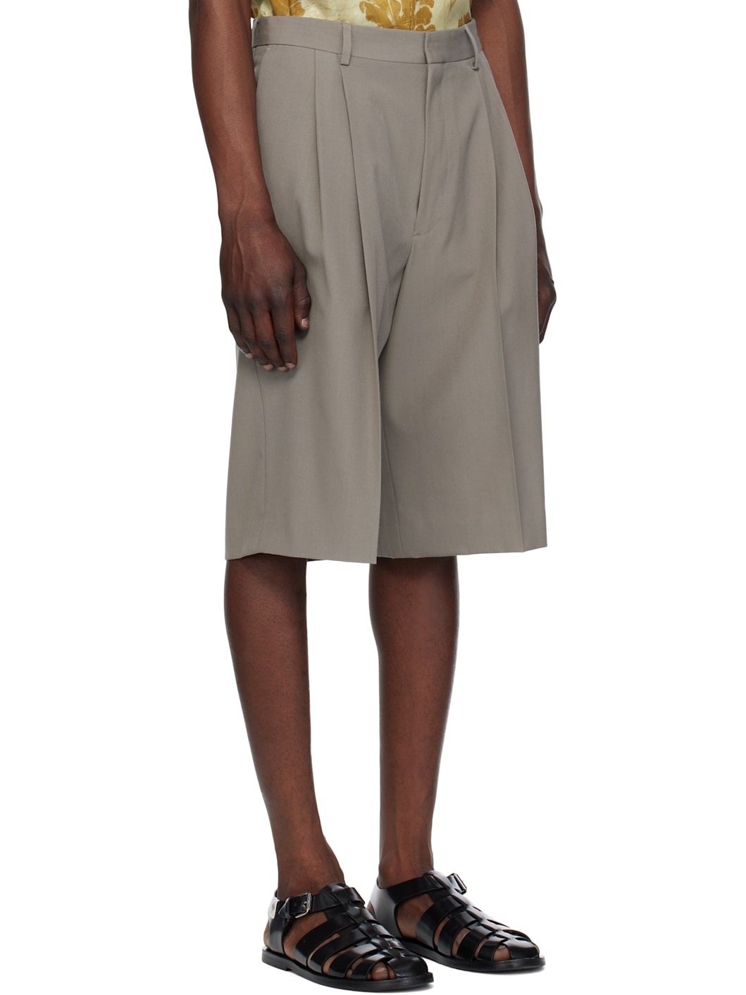 Gray Tailored Wool Shorts - 2
